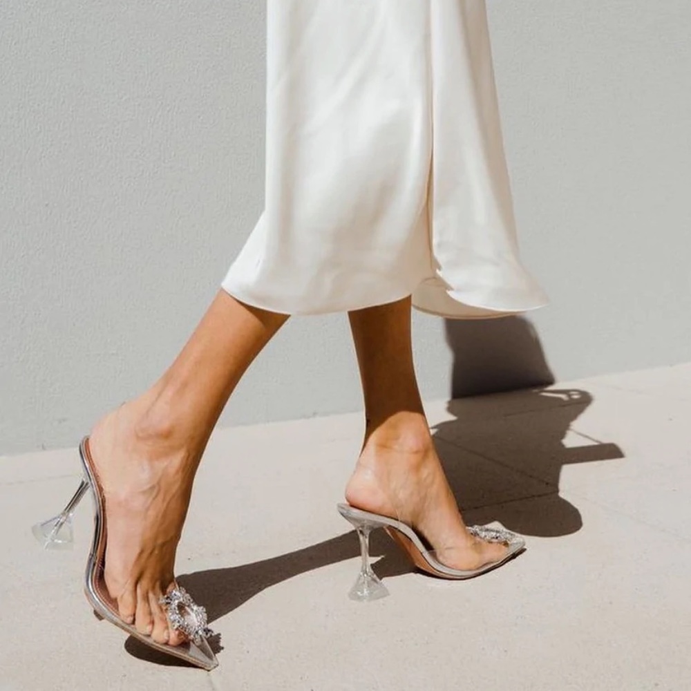 Clear Slingback heeled sandals
